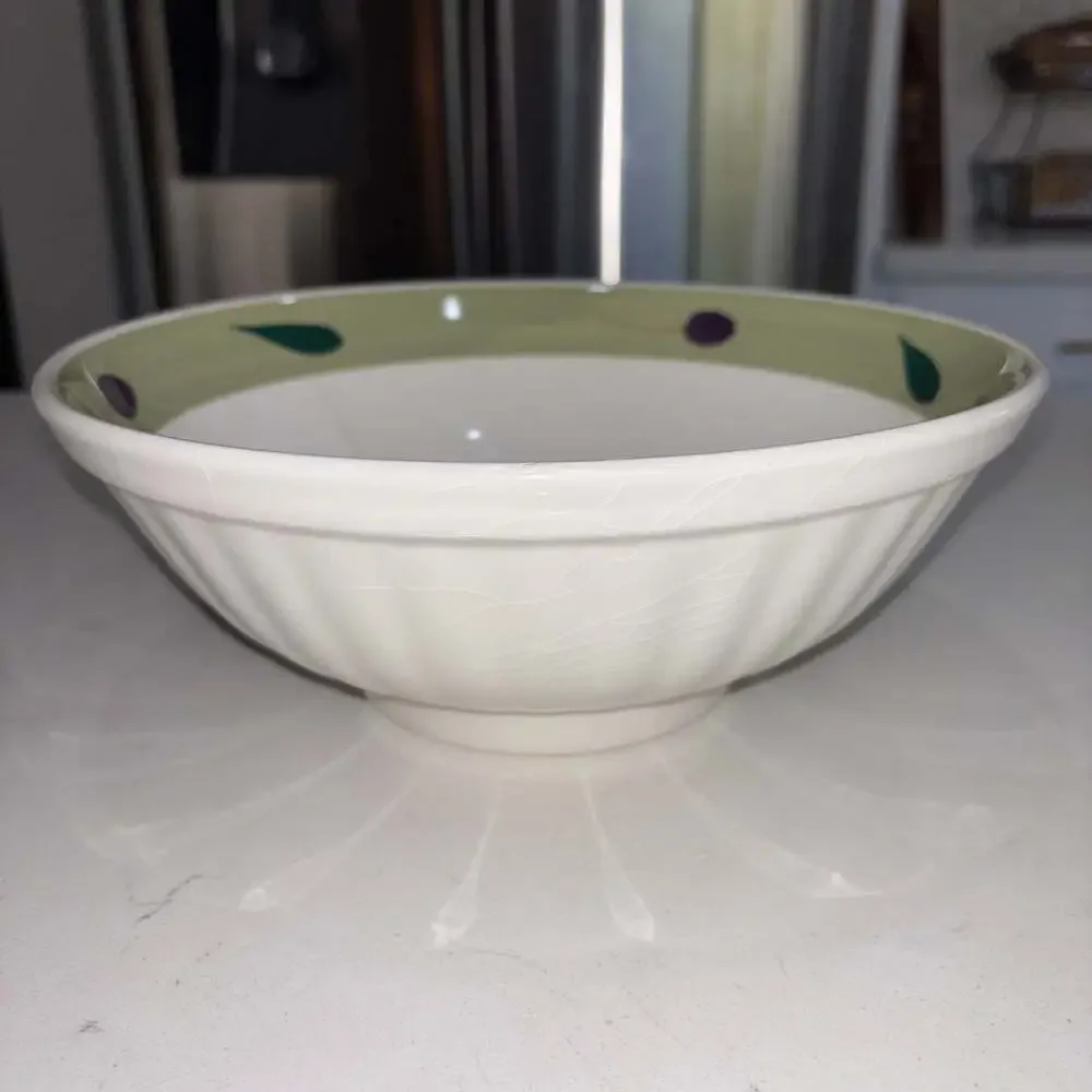 Maxam Hand Painted Italian Olive and Leaf 10-inch Serving Bowl